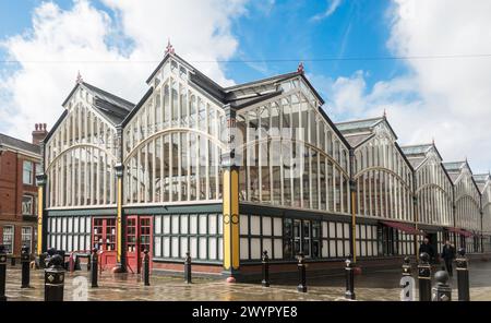 Exterior view of Stockport Market Hall, Market Place, Stockport, SK1 1EW, England, UK Stock Photo