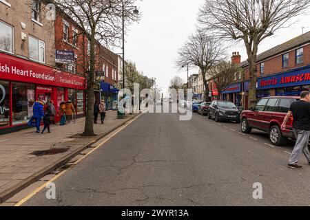 Skegness, Lincolnshire, UK, England, Skegness town centre, Skegness town, Skegness shops, town centre, shopping, shops, street, road, Lumley road, Stock Photo