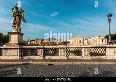 View of the city of Vatican and the dome of Saint Peter's Basilica from Ponte Sant'Angelo in Rome, Italy. Stock Photo