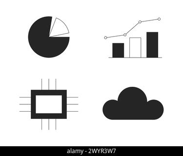 Chart graph technology 2D linear cartoon objects set Stock Vector Image ...