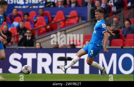 LONDON, ENGLAND - APRIL 7: Harrison Burrows of Peterborough United during the Bristol Street Motors Trophy Final between Peterborough United and Wycombe Wanderers at Wembley Stadium on April 7, 2024 in London, England. (Photo by Dylan Hepworth/MB Media) Stock Photo