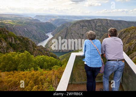 Sil river canyon, Mirador de Cabezoás, Ribeira Sacra, Parada de Sil, Ourense, Galicia, Spain. Stock Photo