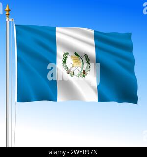 Guatemala official national waving flag, american country, vector illustration Stock Vector