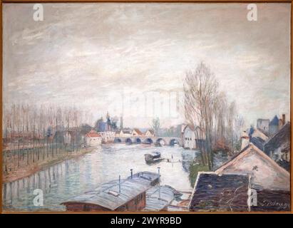 The Bridge at Moret-sur-Loing, 1894, Alfred Sisley (1839 - 1899). Stock Photo