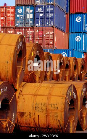 Steel sheet rolls. Bilbao. Spain. Stock Photo