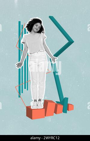 Vertical Photo Collage Of Woman Fall Instead Head Computer Monitor Fake 