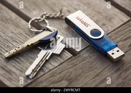 Key ring with USB, pendrive. Stock Photo