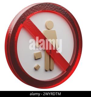 Beautiful abstract illustration Forbidden, litter, problem, prohibition symbol icon on a grey background. 3d rendering illustration. Background patter Stock Photo