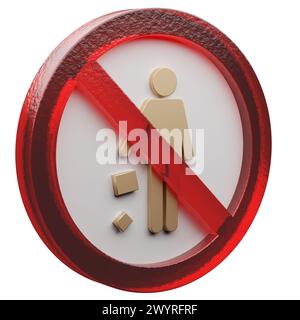 Beautiful abstract illustration Forbidden, litter, problem, prohibition symbol icon on a grey background. 3d rendering illustration. Background patter Stock Photo