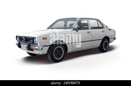 Toyota Corolla classic car isolated on white background Stock Photo