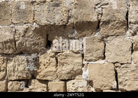 Ancient Limestone Wall Texture Stock Photo
