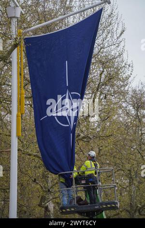 The Nato flag hangs in The Mall in London to mark the 75th anniversary ...