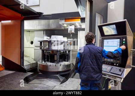 Machining Center. CNC. Vertical lathe. Machine Tools Company. Gipuzkoa . Basque Country. Spain. Europe. Stock Photo