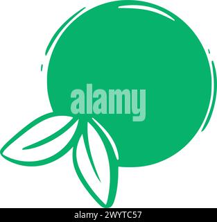 Round eco sticker with green leaves Stock Vector