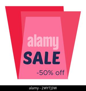 Sale sticker with abstract red geometric forms. Vector illustration Stock Vector