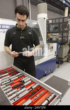 Milling machine spare parts, spindle manufacturing. Mendaro, Gipuzkoa, Euskadi, Spain. Stock Photo