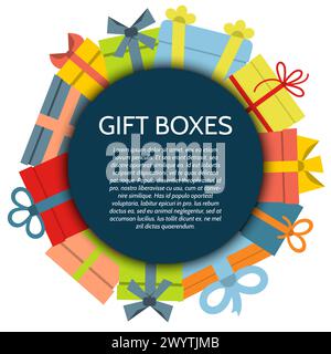 Background with a colorful gift boxes. Vector illustration. Stock Vector