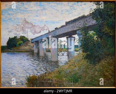 'Le Pont du chemin de fer à Argenteuil', 1873-1874, Claude Monet (1840-1926), Musée d'Orsay, Paris, France, Europe Stock Photo