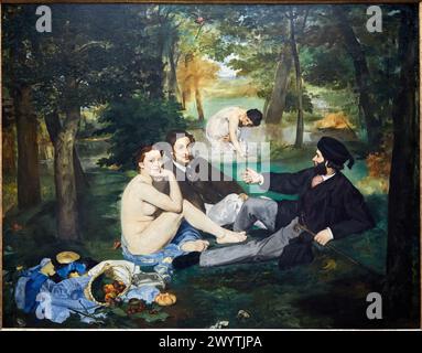'Le Déjeuner sur l'herbe' dit aussi 'Le Bain, puis La Partie carrée', 1863, Édouard Manet (1832-1883), Musée d'Orsay, Paris, France, Europe Stock Photo