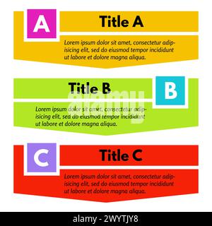 Set of three horizontal colorful options banners. Step by step infographic design template. Vector illustration Stock Vector