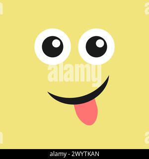 Smile face with tongue sticking out on color background. Vector illustration Stock Vector
