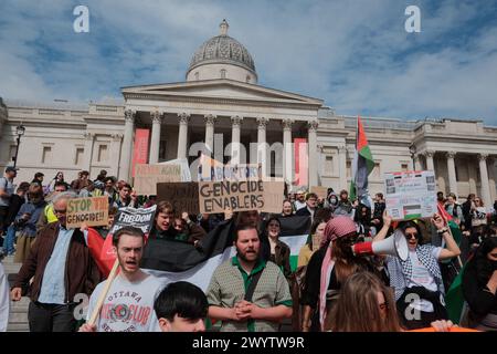 London, UK. 08th Apr, 2024. Youth Demand, a group formed by members of Just Stop Oil, protest to ask for an end to the genocide in Palestine. (Photo by Joao Daniel Pereira/Sipa USA) Credit: Sipa USA/Alamy Live News Stock Photo