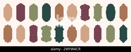 Door Islamic shape arabesque or window silhouette Arabic arch. Collection of patterns in oriental style. Frames in Arabic Muslim design for Ramadan Stock Vector