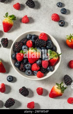 Organic Raw Mixed Berries with Blueberries Strawberries and Raspberries Stock Photo