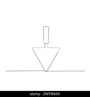 Plastering trowel continuous line drawing. Home tool for cutting wood. Simple hand drawn style vector design element. Illustration for industrial and Stock Vector