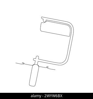 Continuous line drawing of coping saw. Simple flat hand drawn style vector for tool in engineering and construction Stock Vector