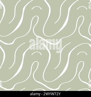 Seamless abstract pattern with squiggles and scribbles. Weaved curved lines. Chaotic ink scribbles decorative texture. Messy doodles, wavy and curly l Stock Vector
