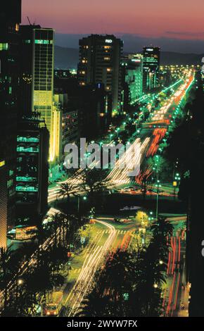 Night traffic at Diagonal Avenue. Barcelona. Spain. Stock Photo