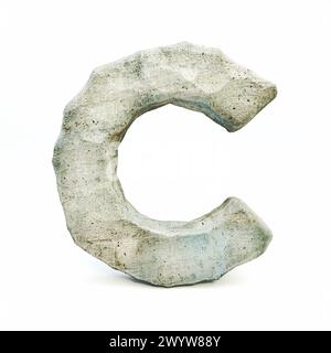 Stone Font Letter F 3d Rendering Illustration Isolated On White 