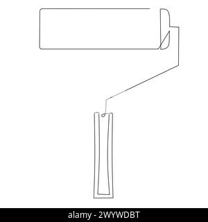 Continuous line drawing of a hammer pain roller. Simple flat hand drawn style vector for tool in engineering and construction Stock Vector