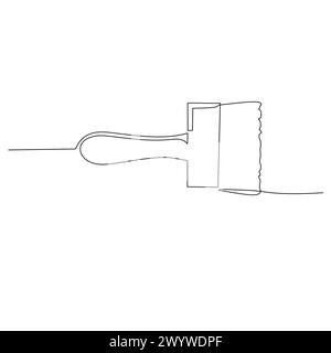 Continuous line drawing of a painting brush. A tool used to apply paint or ink to a canvas. Simple flat hand drawn style vector for tool in engineerin Stock Vector