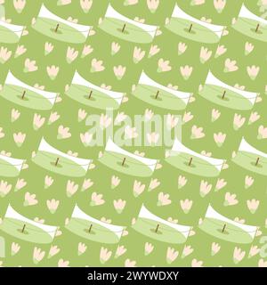 Scented candle seamless pattern. Aroma spa accessory endless background. Home decor item repeat cover. Vector cartoon flat illustration. Stock Vector