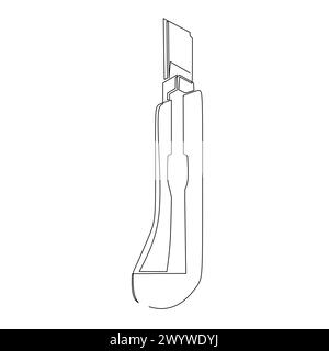 Continuous line drawing of a paper cutter. Simple flat hand drawn style vector for tool in engineering and construction Stock Vector