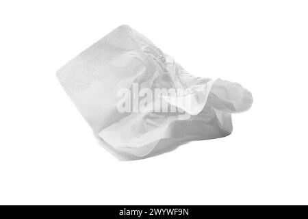 Crumpled tissue paper. Used screwed paper tissue isolated on white background. Personal hygiene Stock Photo