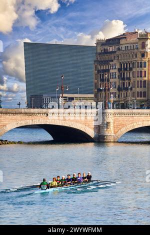 Rowers, Urumea River, Santa Catalina Bridge, Donostia, San Sebastian 