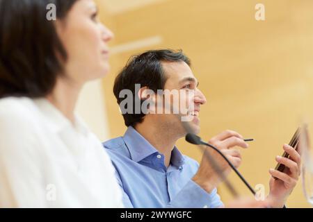 Executives at Convention Centre, Business, Donostia, San Sebastian, Basque Country, Spain. Stock Photo