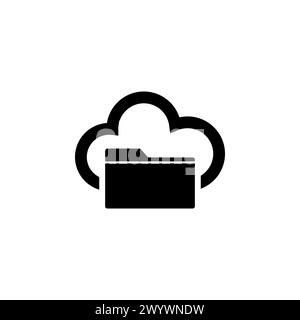 Cloud Folder flat vector icon. Simple solid symbol isolated on white background Stock Vector
