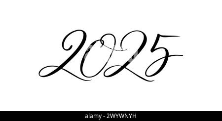 2025 - numbers written in calligraphic style on a white background ...