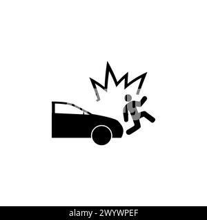 Car Knock Down Pedestrian flat vector icon. Simple solid symbol isolated on white background Stock Vector
