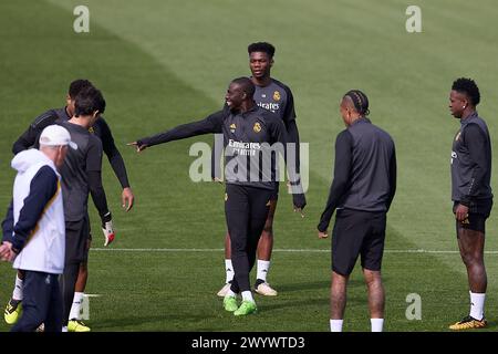 Ferland Mendy and Aurelien Tchouameni during the training day of Real ...