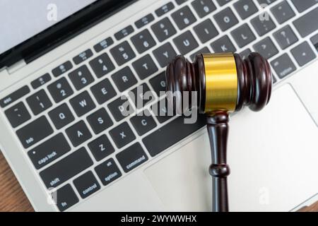 Judgment placed on computers, computer law concepts Stock Photo