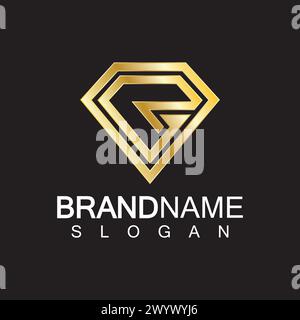 A diamond shaped letter R logo design isolated black background. Stock Vector