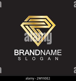 A diamond shaped letter R logo design isolated black background. Stock Vector