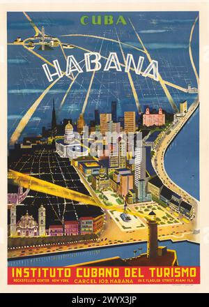 Vintage Habana (Havana), Cuba Travel Poster, circa 1950 Stock Photo