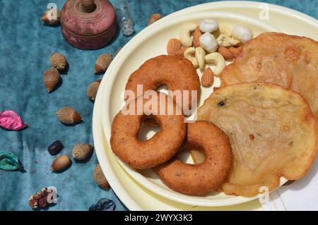 Image of babru bhalla,malpua traditional snack dishes of mandi himachal pradesh india, mark of festivals. Stock Photo