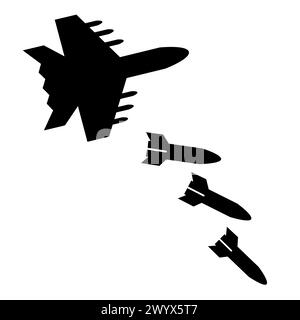 fighter jet fly destroyer drops the rocket bombs Stock Vector